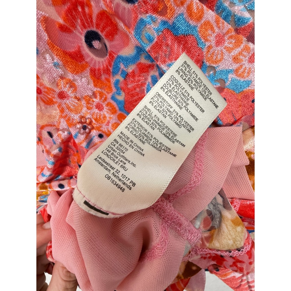 Free People Della Velvet Mini Dress Pink Floral Open Back Tea Party S NWOT New - Picture 4 of 8